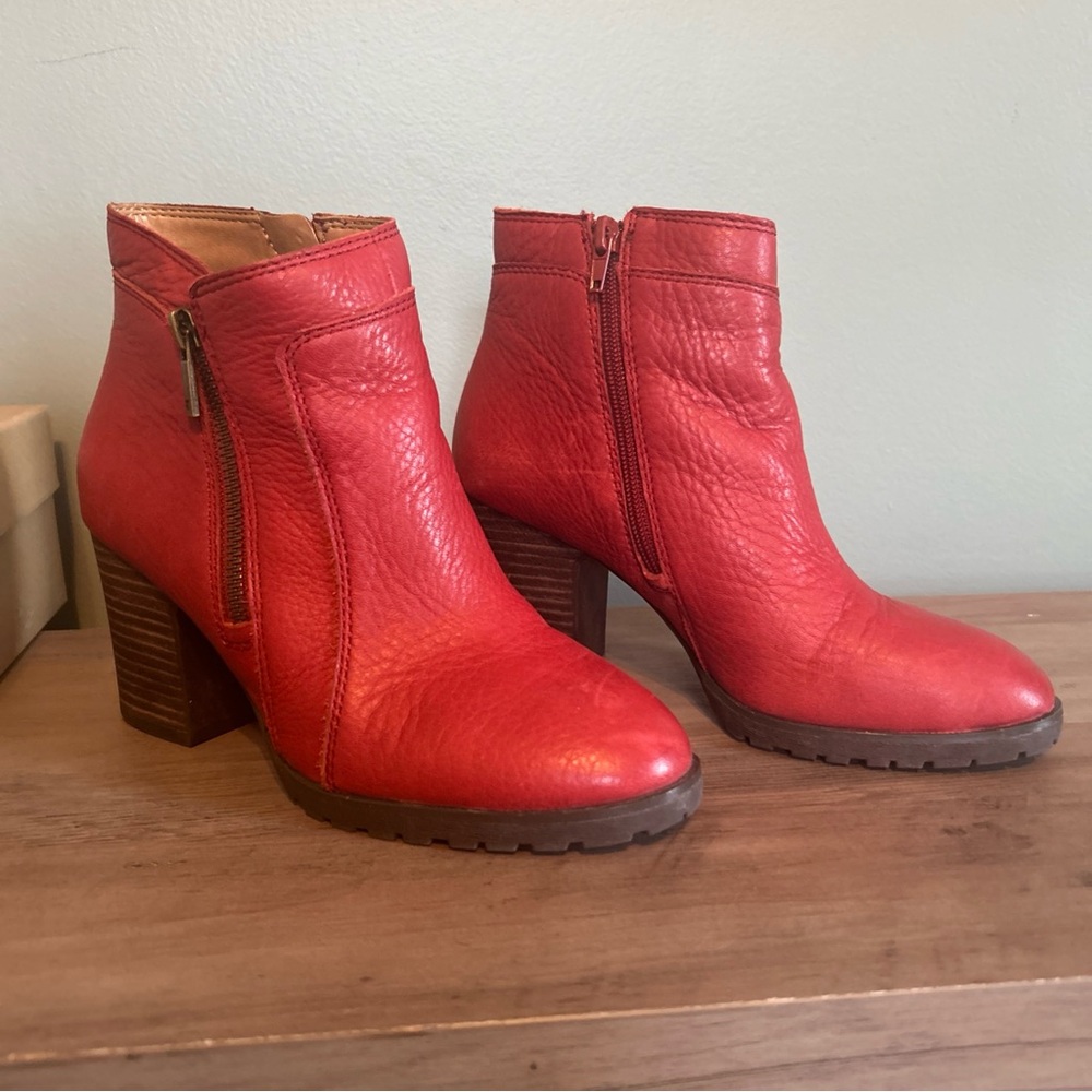 Lucky Brand Garnet Red Ankle Boots